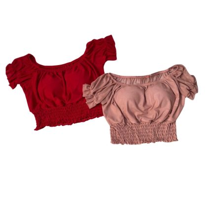 Cropped Ribana na Barriga e Manga com Elástico