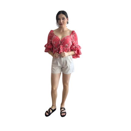 Cropped com Manga Média e Elástico nas Costas (Ciganinha)