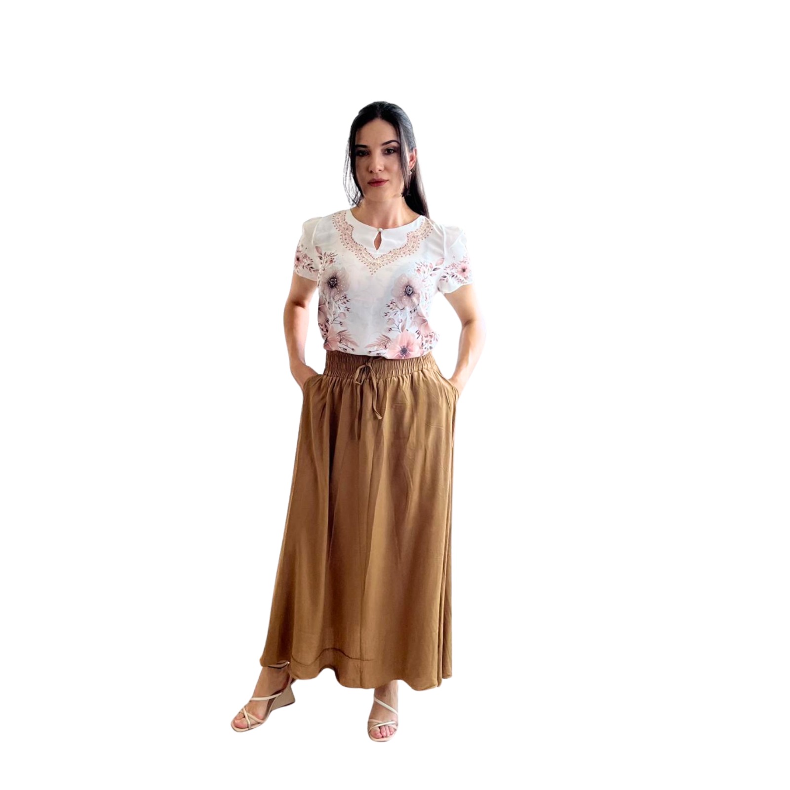 saia marrom midi