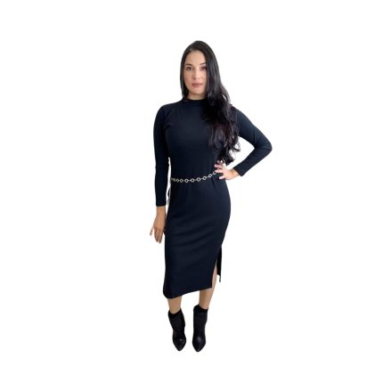 VESTIDO MIDI MANGA COMPRIDA (POLIESTER E ELASTANO)